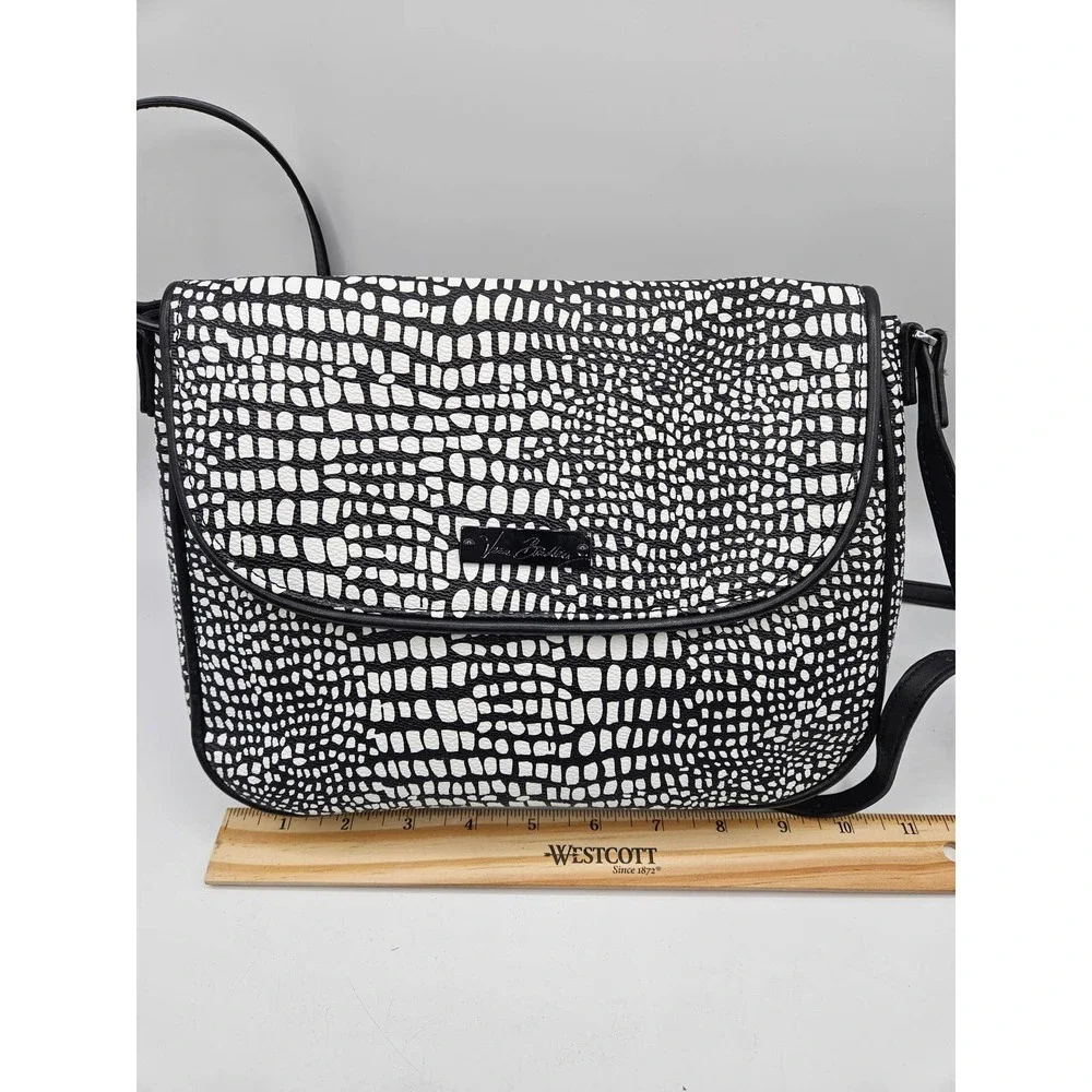 Vera Bradley Flap‎ Crossbody Midnight Snakeskin Black & White Faux Leather